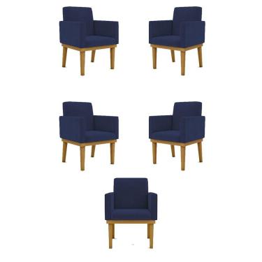 Imagem de Kit 05 Poltronas Decorativa Reforçada Balaqui Decor Cor:azul Marinho