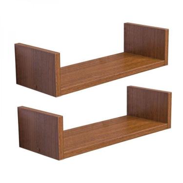 Imagem de Kit 2 Prateleiras U 40 X 10cm Freijó Suporte Invisível