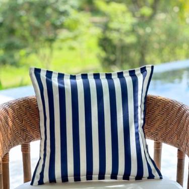 Imagem de Capa Almofada Impermeável Área Externa Listras 45x45 Azul - AMOFADAS