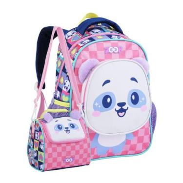 Imagem de Kit Mochila Costas Creche Zoop Bichinhos Passeio E Lancheira Cor:Panda