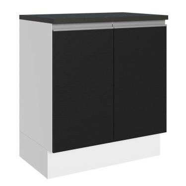 Imagem de Balcão 100% Mdf 70 Cm 2 Portas Branco/preto Acordes Madesa Branco/preto
