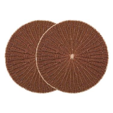 Imagem de 2 Lugar Americano Sousplat Redondo De Rattan Marrom Wolff 38cm