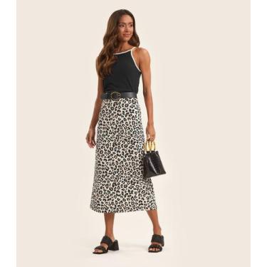 Imagem de Saia Super Midi Feminina em Cotton leve Rovitex Bege, M, Bege