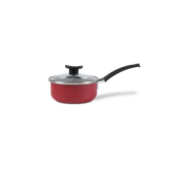 Imagem de Panela Brinox Ruby Antiaderente Pro-Flon Tampa de Vidro 1,3 L 16cm Vermelho