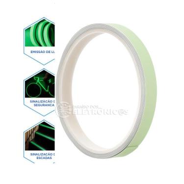 Imagem de Fita Luminosa Fluorescente 1,5cm x 5m Brilha no Escuro Autoadesiva JD3