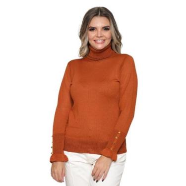 Imagem de Blusa Feminina Cacherrel Manga Longa Botão Gola Alta Inverno - GIP, Fe
