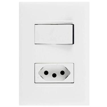 Imagem de Interruptor Simples E Tomada 2p+t de 10 Ampères 4x2 Branca 615074bc Pial Interruptor Simples E T