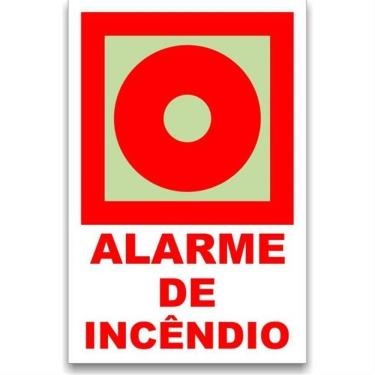 Imagem de Placa de Pvc Fotoluminescente Autoadesiva 13.5x20 Alame de Incêndio 220 Bv Sinalize Placa Fotol