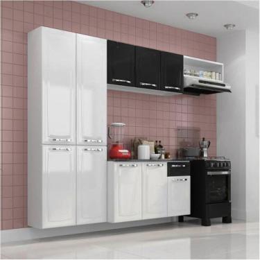 Imagem de Cozinha Compacta Itatiaia Amanda com Tampo, Branco com Preto