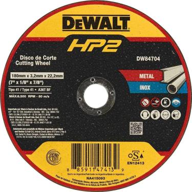 Imagem de Disco De Corte 180 Mm X 3,2 Mm X 22,23 Mm, Dw84704 Hp2 Dewalt Ostenvonder