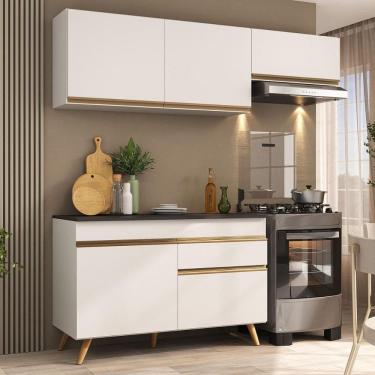 Imagem de Armário Cozinha Modulada Compacta com Balcão 3 Peças Veneza Multimóveis MP3764