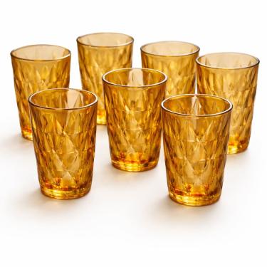Imagem de Jogo De 6 Copos 400ml Âmbar Borda Dourada Diamond Em Casa Tem