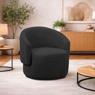 Imagem de Poltrona Decorativa Sala De Estar Recepção Jasmine Linho Cor Preto