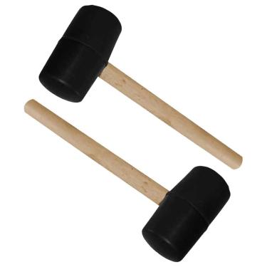 Imagem de Marreta  Borracha Martelo Kit 2 Uni Cabo Madeira Assentamento Piso Cemarica Montagem Reparo Manutençao Moveis Mercenaria