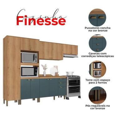 Imagem de Cozinha Modulada Finesse Composição 23 Capuccino Azul - THB - THB Móve