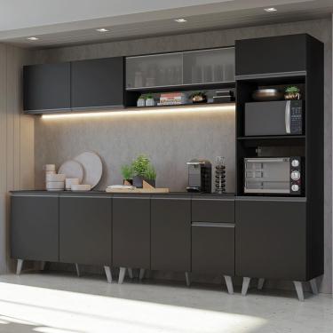 Imagem de Armário De Cozinha Completa 300 Cm Preto Nice Madesa 02 Preto