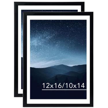 Imagem de Porta-retratos JCJMY 12x16cm Conjunto de 2 pretos com tapete de 10x14c