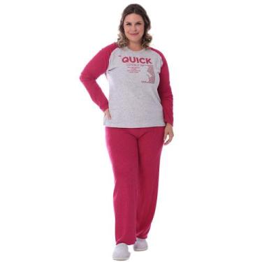Imagem de Pijama De Inverno Feminino Plus Size Plush Tamanho Especial - Victory,