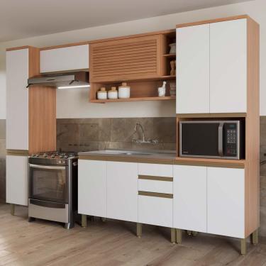 Imagem de Cozinha Completa Telasul Macadâmia Com Balcão de Pia Freijó com Branco