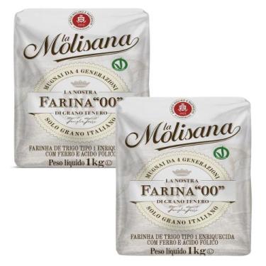 Imagem de Kit 2 Farinha Trigo Importada La Molisana Tradicional 1kg  Fina, Leve 
