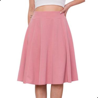 Imagem de Saia Godê Midi Rodada Cintura Alta Crepe Evangélica - Look Modas Octav