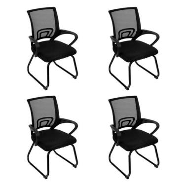 Imagem de Laraz Home Decor, Kit 4 Cadeiras Office TOK Base Fixa, Preto