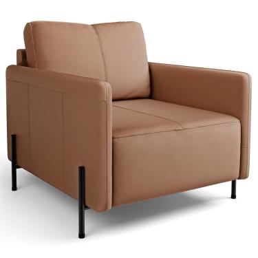 Imagem de Poltrona Decorativa Domani L06 Couro Marrom Lyam Decor