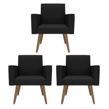 Imagem de Kit 3 Poltronas Nina Para Sala Clínica Studeo Consultório - Móveis Maf