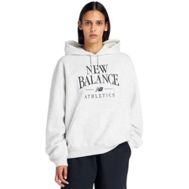 Imagem de Moletom New Balance Com Capuz Linear Heritage Cinza Mescla Feminino-Feminino