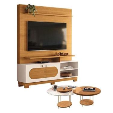 Imagem de Estante Home Theater Axis Cinamomo Off White Com Kit Mesa De Centro Sk