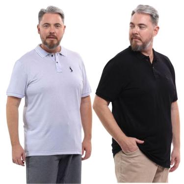 Imagem de Kit 2 Camisa Polo Masculina Plus Size Piquet Viscose Dry