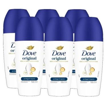 Imagem de kit 6 Desodorante Rollon Antitranspirante Dove Original 50ML
