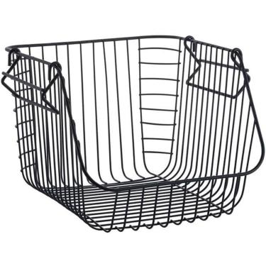 Imagem de Cesto Organizador Empilhável Quadrado Grande Preto 30X31,6X2