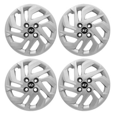 Imagem de Jogo Calota Aro 14 Hyundai HB20 Prata emblema resinado preto - GFM