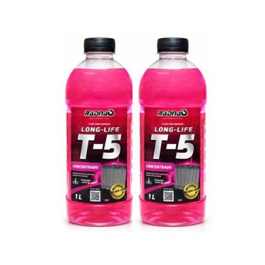 Imagem de Kit 2 Aditivo Fluído Radiador Rosa Concentrado T5 1 Litro Radnaq