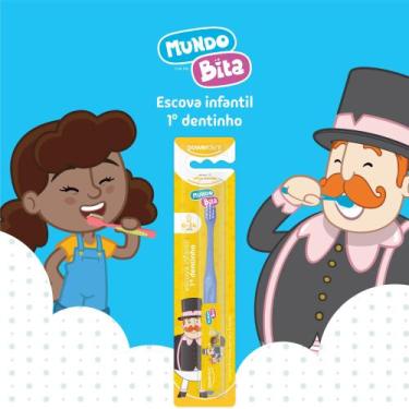 Imagem de Escova de Dente Infantil PowerDent 1º Dentinho Mundo Bita Cor:Roxa, Ro