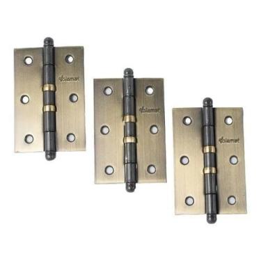 Imagem de Kit 3 Dobradiças Porta Madeira 3 1/2" Reforçada Aço Inox Pol - Congrat