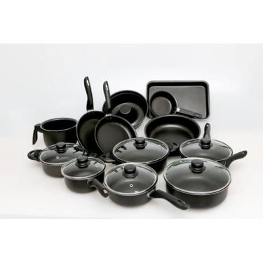 Imagem de Conjunto Panelas 13 Peças Antiaderente Teflon Tampa Vidro - Preto - Ma