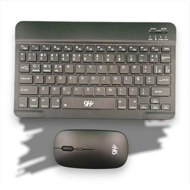Imagem de Kit Mini Teclado Mouse Bluetooth Tablet e Notebook Cores - 9H, Preto