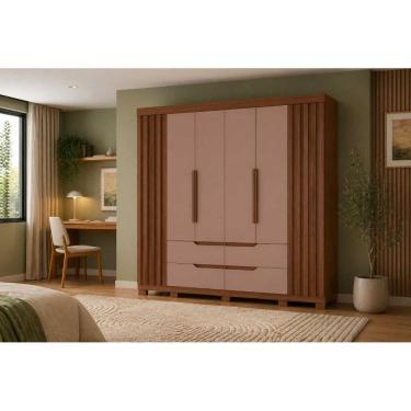 Imagem de Roupeiro Casal Doble 6 Portas e 4 Gavetas - Nogueira Cappuccino - Albatroz