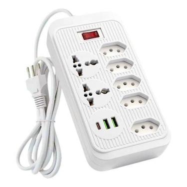 Imagem de Filtro De Linha 7 Tomadas 2 Usb E Tipo-c Bivolt 5 M Ka-7022 - NoBrand,