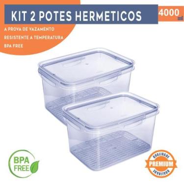 Imagem de Kit 2 Pote Hermético 4 L Organizador de Alimento Frutas e Verduras Com