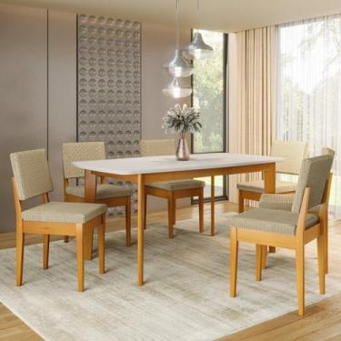 Imagem de Conjunto Sala de Jantar Siera 6 Lugares Retangular Madeira Maciça Miam