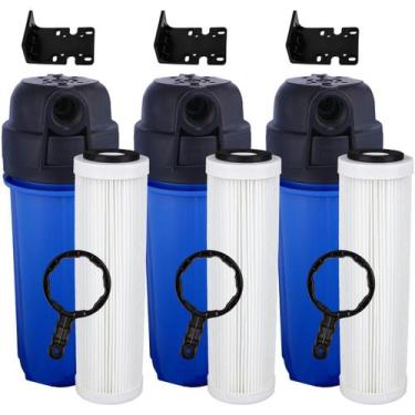 Imagem de Kit 3 Filtros Caixa Dágua Refis Plissados Lavável 5 10 25 Mi Cor Branc