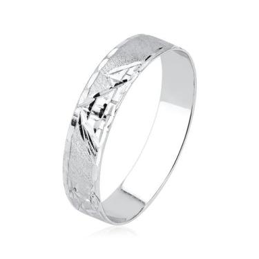 Imagem de Anel aliança Egípcio Ouro 18k Branco 4mm com Ródio A68 Tamanho:11Cor:D