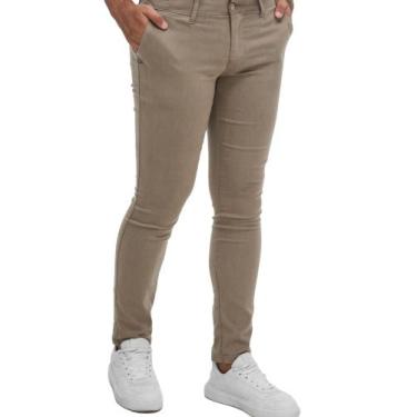 Imagem de Calça Masculina Slim Bolso Faca Social Ogochi 2510019, Caqui, 50