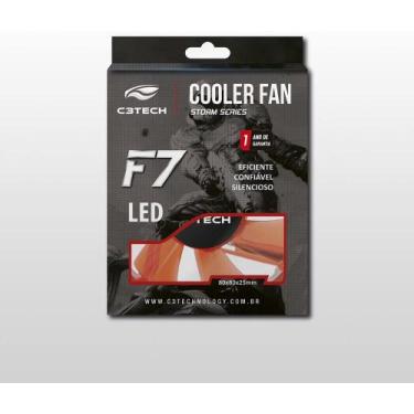 Imagem de Cooler para gabinete f7-l50rd storm 8cm led vermelho c3tech