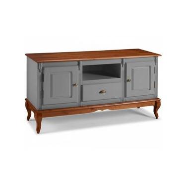 Imagem de Rack Hanover 2 Portas Madeira 1 Gaveta Pés Luis XV 75 x 150 x 40 (A x L x P) - Cor Cinza Escuro - Imbuia Glazer
