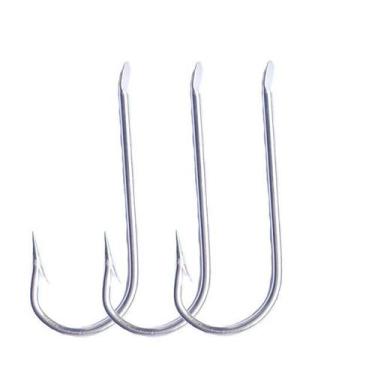 Imagem de Kit 50 Anzol Chapinha Grande 125mm Niquelado Sem Furo Pesca - DE-YU