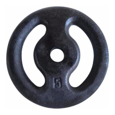 Imagem de Anilha Pintada Peso Academia Musculação 5 Kg - KL Master Fitness, Pret
